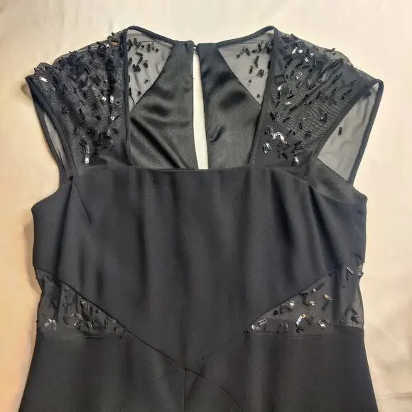 Vtg Jackie Rogers Silk Beaded Whimsigoth Black Sequin Fairy Grunge Prom Dress 6 - Picture 3 of 13